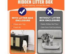 Caja de Arena para Gatos SucceBuy, Muebles Ocultos de Madera con 2 Habitaciones, Color^ Sale