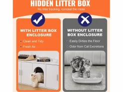 Caja de Arena para Gatos SucceBuy, Muebles Ocultos de Madera, 57,9 Pulgadas, Color Blanco Hot