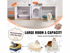 Caja de Arena para Gatos SucceBuy, Muebles Ocultos de Madera, 57,9 Pulgadas, Color Blanco Hot