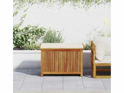 Caja de cojines para exterior 90x50x60,5 cm madera maciza de acacia Marru00f3n Discount
