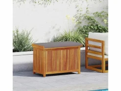 Caja de cojines para exterior 90x50x60,5 cm madera maciza de acacia Marru00f3n Online