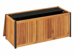 Caja de cojines para exterior fabricada en madera maciza de acacia y acero. Marru00f3n Discount