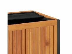 Caja de cojines para exterior fabricada en madera maciza de acacia y acero. Marru00f3n Discount