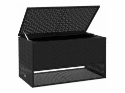 Armario De Jardín|Caja de cojín exterior negra 100x55x55,5cm resina tejida