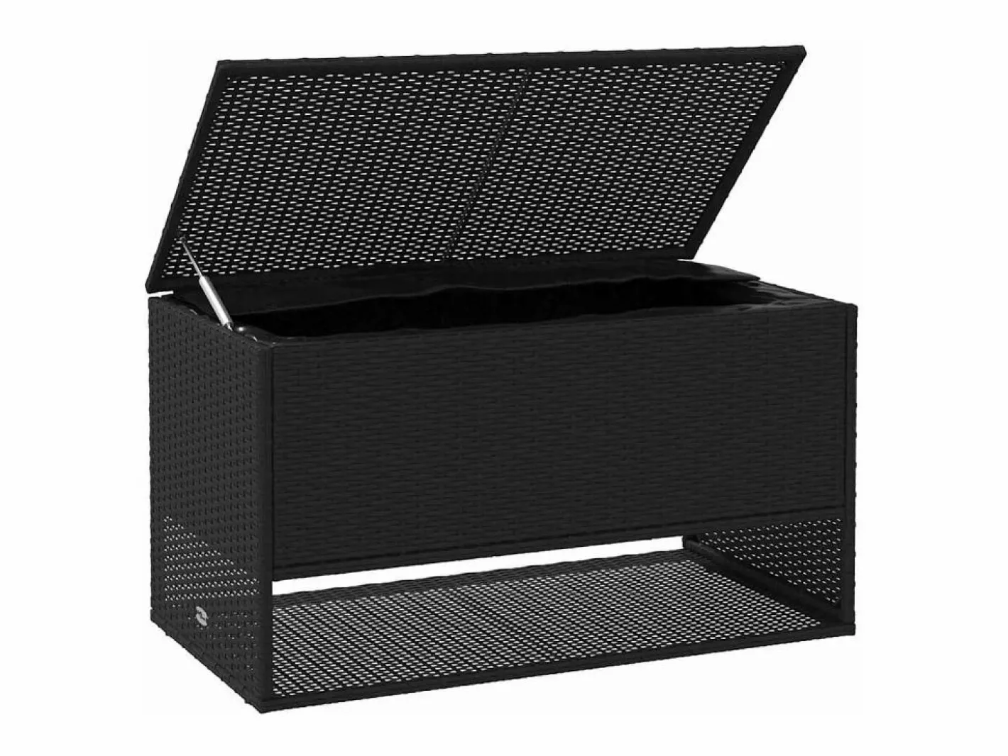 Armario De Jardín|Caja de cojín exterior negra 100x55x55,5cm resina tejida