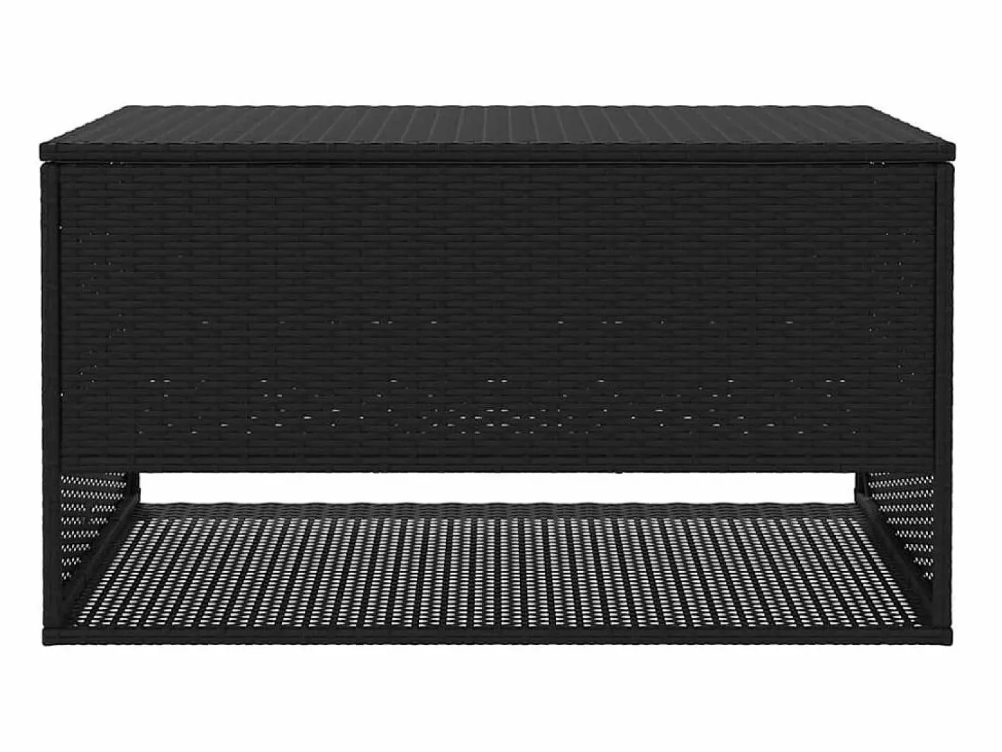 Armario De Jardín|Caja de cojín exterior negra 100x55x55,5cm resina tejida