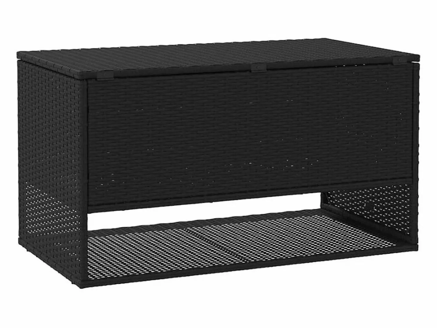 Armario De Jardín|Caja de cojín exterior negra 100x55x55,5cm resina tejida