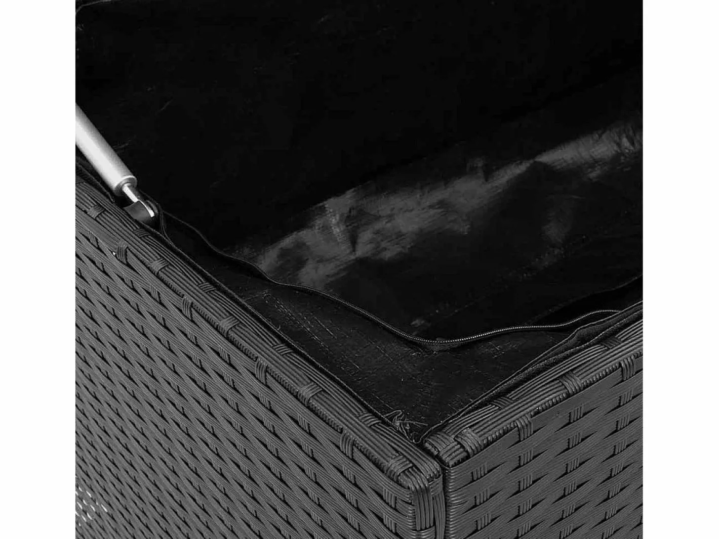 Armario De Jardín|Caja de cojín exterior negra 100x55x55,5cm resina tejida