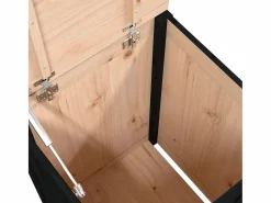 Caja de lavandería negra 44x44x66 cm Madera maciza de pino^