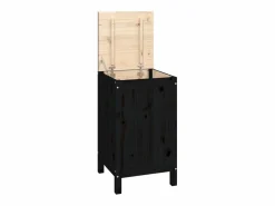 Caja de lavandería negra 44x44x76 cm Madera maciza de pino Negro New