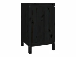 Caja de lavandería negra 44x44x76 cm Madera maciza de pino Negro New