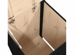 Caja de lavandería negra 44x44x76 cm Madera maciza de pino Negro New