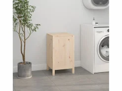 Caja de lavandería 44x44x76 cm Madera maciza de pino Marru00f3n New