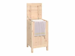 Caja de lavandería 44x44x76 cm Madera maciza de pino Marru00f3n New