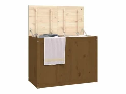 Caja de ropa marrón miel 88,5x44x66 cm Madera maciza de pino Marru00f3n Best