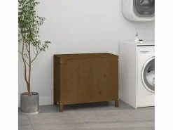 Caja de ropa marrón miel 88,5x44x76 cm Madera maciza de pino Marru00f3n