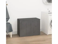 Caja de ropa sucia 88,5x44x66 cm Madera maciza de pino Gris Hot