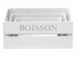Cajas Set de 3 MDF 17x28x15/32x23x12/27x18x10cm Blanco Clearance
