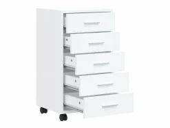 Cajonera con ruedas madera contrachapada blanco brillante^vidaxl Outlet