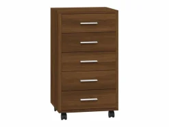 vidaxl Cajonera De Escritorio|Cajonera con ruedas madera contrachapada marrón roble