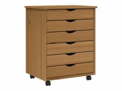 vidaxl Cajonera con ruedas MOSS madera maciza pino marrón miel Color natural claro Outlet