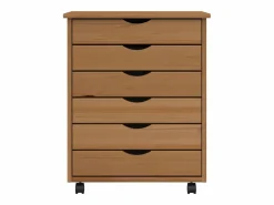 vidaxl Cajonera con ruedas MOSS madera maciza pino marrón miel Color natural claro Outlet