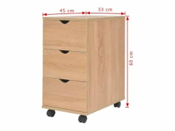 vidaxl Cajonera De Escritorio|Cajonera de madera 33x45x60 cm color roble