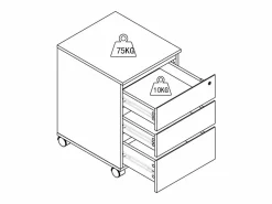 Vente-unique Cajonera De Escritorio|Cajonera de oficina con 3 cajones en color - OLBERDA