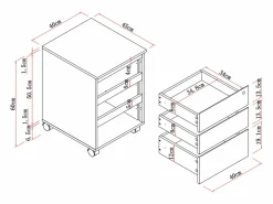 Vente-unique Cajonera De Escritorio|Cajonera de oficina con 3 cajones en color - OLBERDA