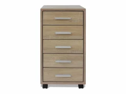 vidaxl Cajonera de oficina con ruedas 5 cajones color roble Color natural claro