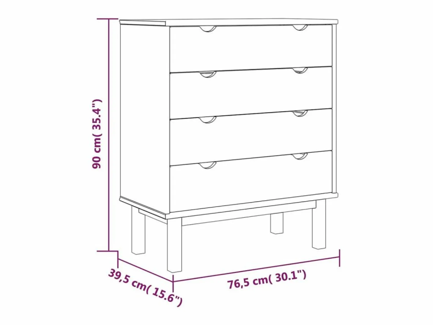 Cajonera OTTA madera maciza de pino 76,5x39,5x90 cm^vidaxl Clearance