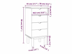 vidaxl Cómoda|Cajonera OTTA madera maciza de pino marrón y 45x39x90 cm