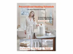 Calentador de Toallas 20 L SucceBuy, Cubo Secatoallas para Baño, con Regulación de Temperatura, Temporizador 20/40/60/90 min e Indicador LED Gris Hot