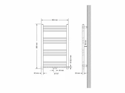 Calentador de toallas no eléctrico Sahara, 600 x 800 mm, , conexión central^LuxeBath Online