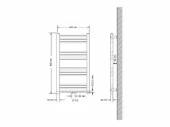 Calentador de toallas no eléctrico Sahara, 500 x 800 mm, , conexión central^LuxeBath Sale