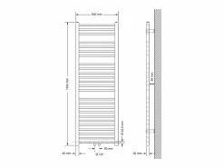 Calentador de toallas no eléctrico Sahara, 500 x 1500 mm, , conexión central^LuxeBath Online