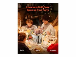 Materiales Y Utensilios De Cocina|Calentadores de Comida SucceBuy Juego de 4 Calentadores de Bufé Redondos de 4.7 L, de Acero Inoxidable, con 4 Cuencos de Gran Capacidad, Tapa y Pinzas