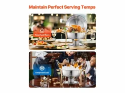 Materiales Y Utensilios De Cocina|Calentadores de Comida SucceBuy Juego de 4 Calentadores de Bufé Redondos de 4.7 L, de Acero Inoxidable, con 4 Cuencos de Gran Capacidad, Tapa y Pinzas