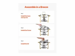 Materiales Y Utensilios De Cocina|Calentadores de Comida SucceBuy Juego de 4 Calentadores de Bufé Redondos de 4.7 L, de Acero Inoxidable, con 4 Cuencos de Gran Capacidad, Tapa y Pinzas