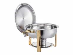 Materiales Y Utensilios De Cocina|Calentadores de Comida SucceBuy Juego de 4 Calentadores de Bufé Redondos de 4.7 L, de Acero Inoxidable, con 4 Cuencos de Gran Capacidad, Tapa y Pinzas