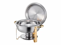 Materiales Y Utensilios De Cocina|Calentadores de Comida SucceBuy Juego de 4 Calentadores de Bufé Redondos de 4.7 L, de Acero Inoxidable, con 4 Cuencos de Gran Capacidad, Tapa y Pinzas