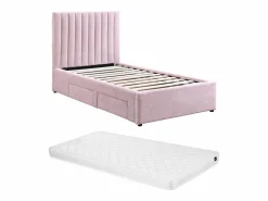 Vente-unique Cama Adulto|Cama 90 x 190 cm con 2 cajones de tela + colchón - SARAH