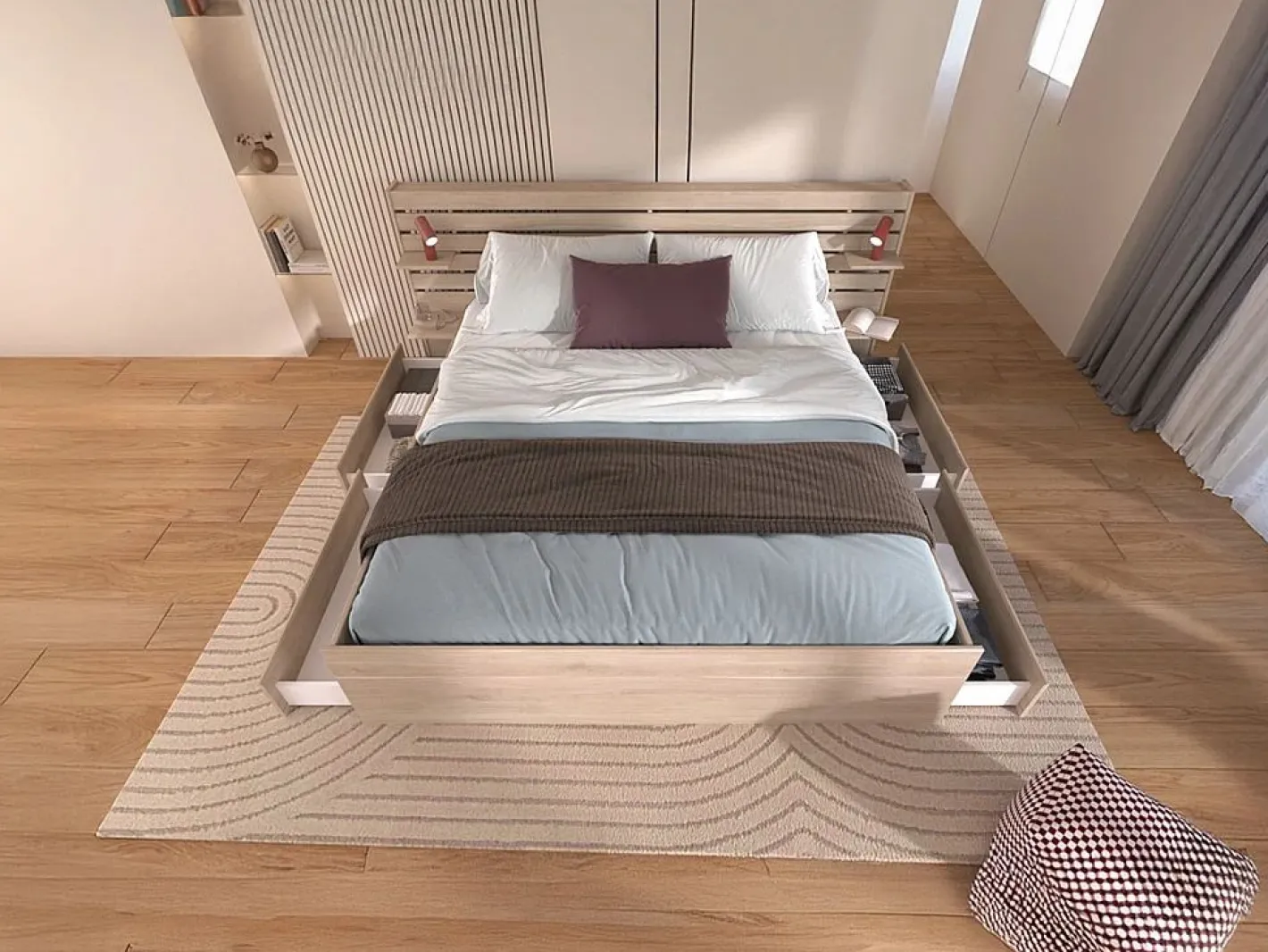 Vente-unique Cama Con Almacenaje|Cama 140 x 190/200 cm con 4 cajones color natural - TENALIA II