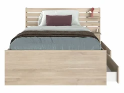 Cama 120 x 190 cm con almacenaje color natural + somier + colchón - TENALIA^Vente-unique Hot