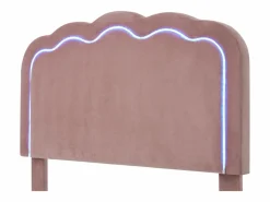 Merax Cama 90 x 190 cm con cabecero regulable - Terciopelo - LEDs - Rosa Discount
