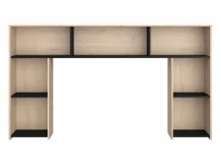 Vente-unique Cama Adulto|Cama 140 x 190/200 cm con cabecero en natural y negro + somier + colchón - KINSELIA