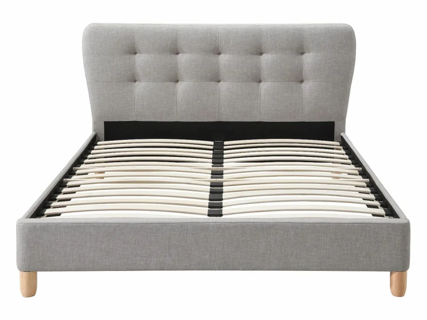 Vente-unique Cama Adulto|Cama 140 x 190 cm con cabecero capitoné tela - ELIDE