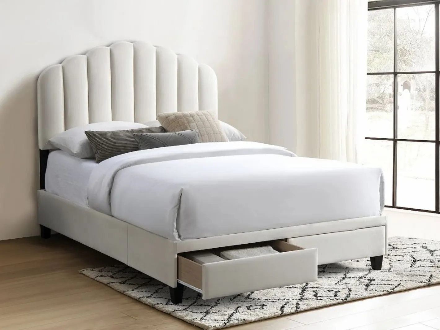 Vente-unique Cama Terciopelo|Cama 160 x 200 cm con cajones - Terciopelo - - ILISIO