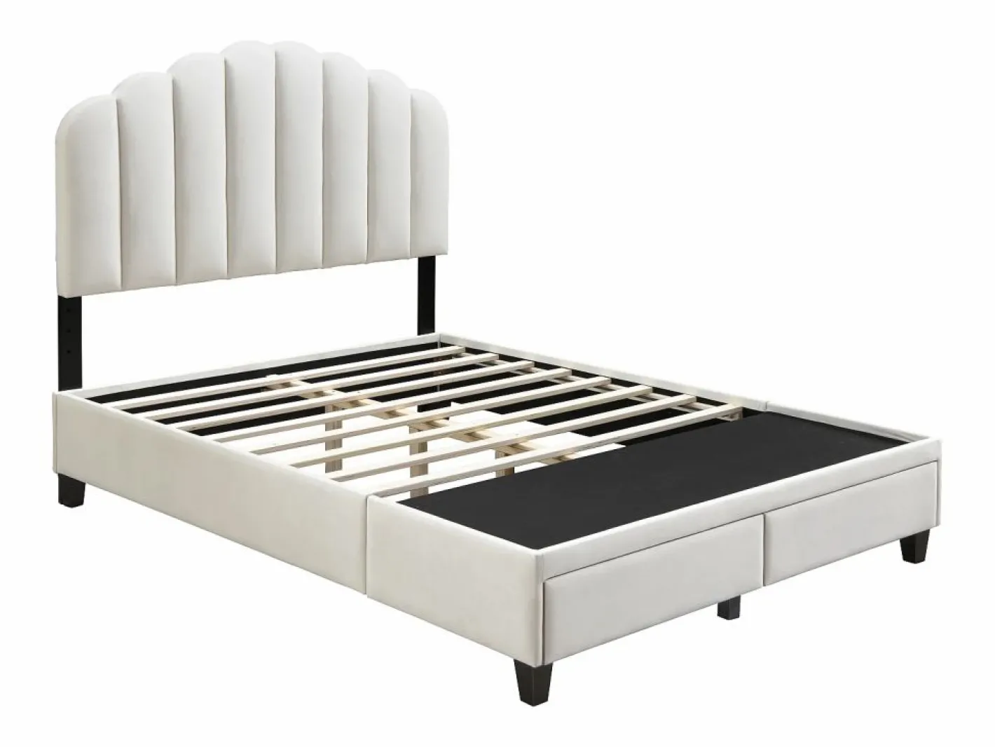 Vente-unique Cama Terciopelo|Cama 160 x 200 cm con cajones - Terciopelo - - ILISIO