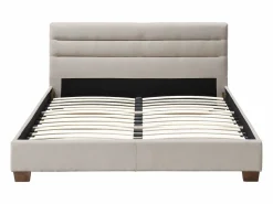 Vente-unique Cama 140 x 190 cm de tela de color + colchón - FAUSTIN Beige Outlet